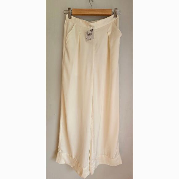 American Eagle Wide Leg Silk/Satin Front Pleats Pockets Dress Pants, New, Sz XS - Picture 2 of 8